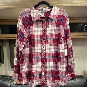 Women’s Long Sleeve Plaid Buttondown Shirt size OX